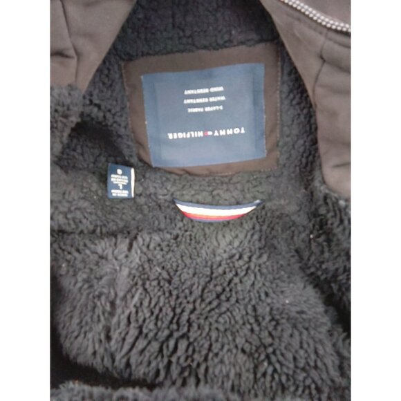 TOMMY HILFIGER Soft-Shell Filled Hooded Bomber Jacket, Olive Black Lined Size XL - Picture 2 of 4